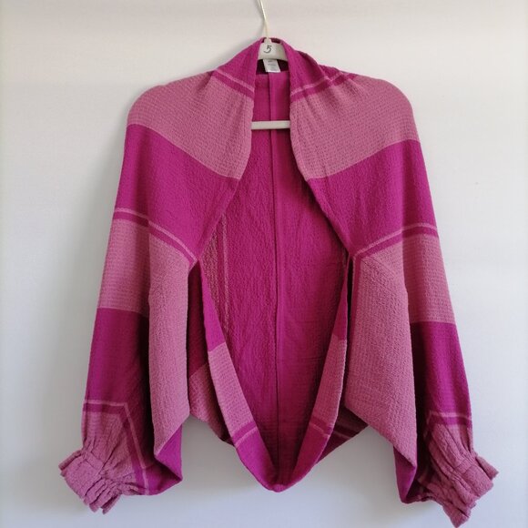 LOGO Lori Goldstein Womens Pink Open Front Dolman Sleeve Cardigan Shrug Size M/L - Picture 1 of 6
